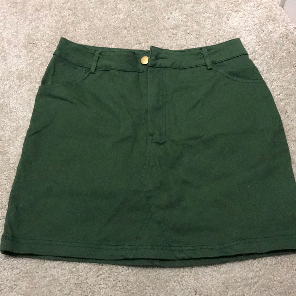 Green denim skirt